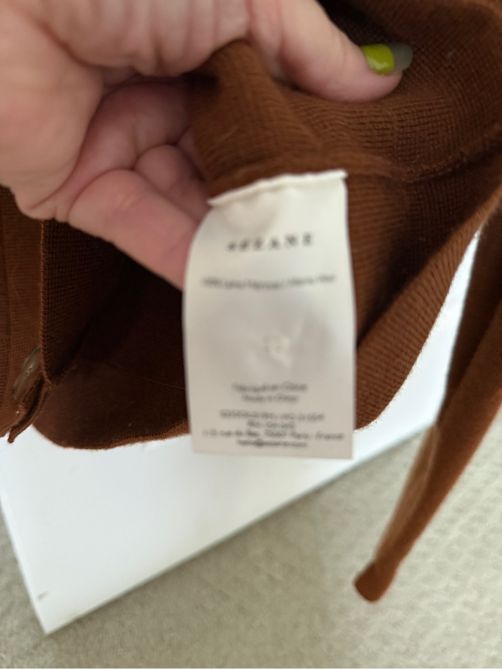 Sezane Chest-Pocket Button-Front Knit Jacket in Rust - Picture 7 of 8